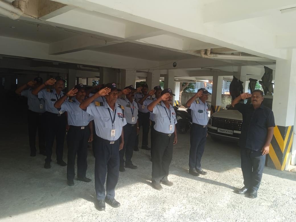 A9 security team saluting during deployment